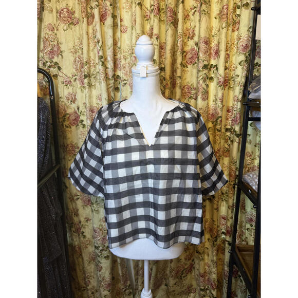 NWT! Madewell Black and White Bubble Sleeve Women's Top Size 4 - Picture 2 of 8